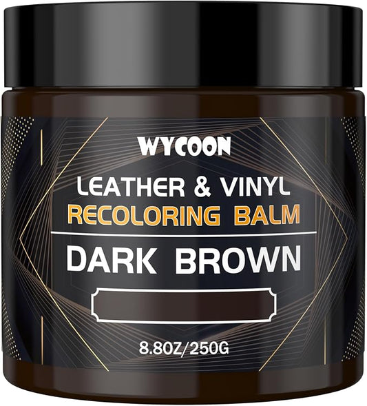 Leather Recoloring Balm & Color Restorer | Dark Brown Leather Dye, Paint & Repair Kit for Furniture, Couches, Car Seats, Shoes | Restore Faded & Scratched Surfaces