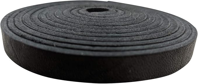 TOFL 3/8" Wide Flat Leather Cord – 72" (6 Feet) Long × 1/8" Thick (7-8oz) | Real Cowhide Leather Strips for Crafts | Black