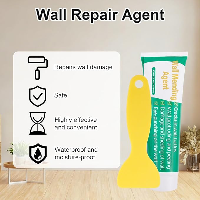 Drywall Repair Kit, Wall Mending Agent with Scraper Sandpaper & Nozzle Extender Spackling Filler for Holes Cracks Walls & Ceilings