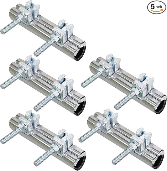 HIGHCRAFT 60200TTSD-5, Single Pipe Repair Clamp 2'', Double Bolt, 6” Long, Stainless Steel (5 Pack), Chrome