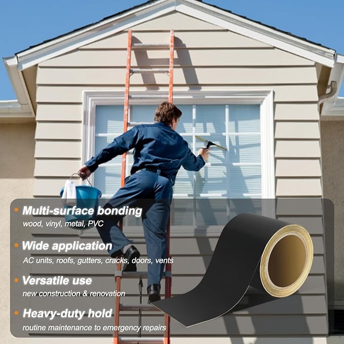Flashing Tape for Windows and Doors, 3.75 in x 90 ft Roll, Acrylic Adhesive, Self-Adhesive Flashing Tape, Waterproof, UV Resistant, Great for Sealing Doors, Windows, and Construction & Repairs