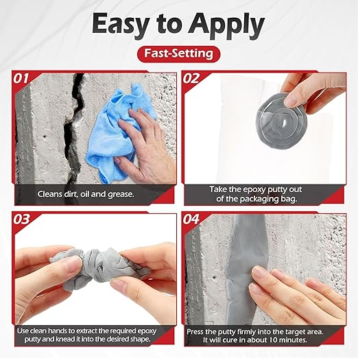 Moldable Silicone Putty, Non Hardening Multi Purpose Duct Seal Compound for Metal, Glass, Wood, Ceramic, Crafts, Heat Resistant and Waterproof, 1.5 ft x 0.32 in(Grey,4 Pack)