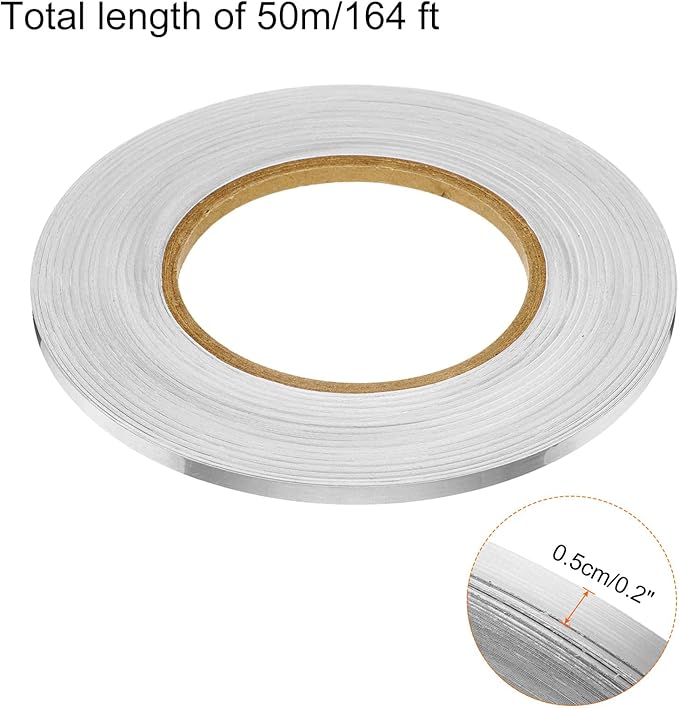 HARFINGTON 2Pcs Floor Tiles Silver Foil Lines Metallic Mirror Tape 0.2" x164 Ft Self Adhesive Decor Floor Wall Seam Sticker Waterproof Gap Sealing Tape for Kitchen Bathroom Cabinet