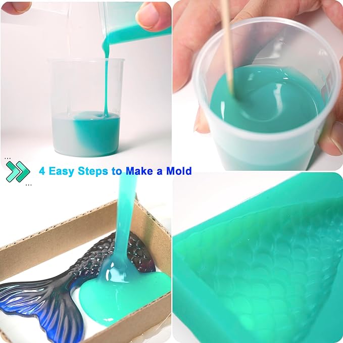 BBDINO Silicone Mold Making Kit, 2.42lb Super Elastic Liquid Silicone for Mold Making, 3h Fast Cure Platinum Molds Making Silicon Rubber for Casting Resin/Silicon/Candle/Soap Molds