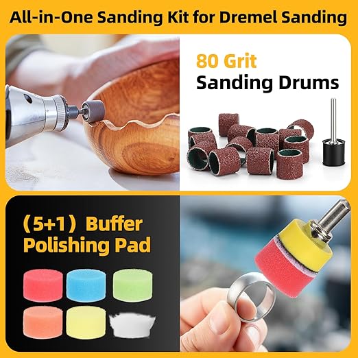 274 PCS 1 Inch Wet Dry Sanding Discs Kit and Drums for Sanding, 60-10000 Grit Hook and Loop Sandpaper for Rotary Tool Accessories, Sanding Pads Polishing Kit for Wood Metal Resin