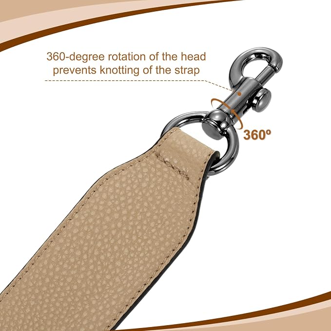uxcell 22.83 Inch PU Leather Short Bag Strap with Clasp, Purse Handles Handbags Replacement Straps for Clutch Bag Crossbody Underarm Bags, Tawny, Metallic Black Buckle