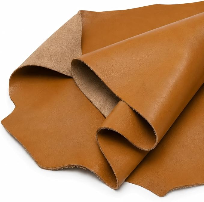 REED Leather HIDES - Cow Skins for Upholstery Crafts (12 X 24 Inches 2 Square Foot, Light Brown)