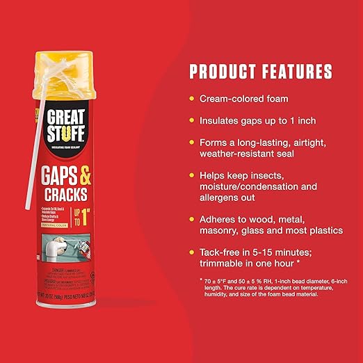 Great Stuff 157911 Insulating Foam Sealant, 20 Ounce, Ivory (Pack of 2)