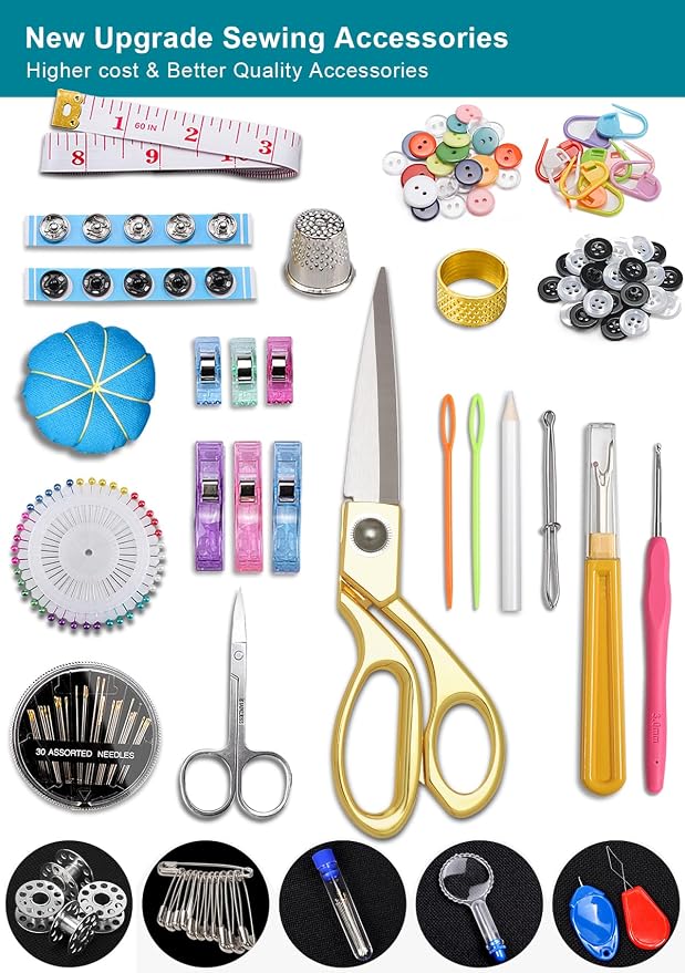 Cebelo Large Sewing Kit for Adults: 232 Pcs Sewing Supplies for Hand Mending Clothes Emergency Repair for Home Travel Dorm - 2026 Christmas Gifts for Mom Grandma Students Beginner (Brown)