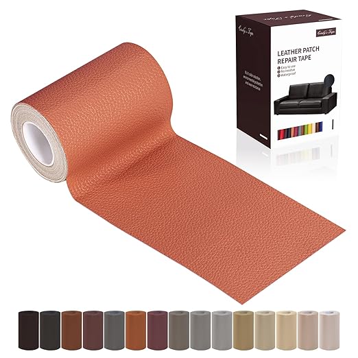 Leather Repair Patch Tape, Orange 3 x 61 Inches Self Adhesive Leather Repair Kit for Furniture, Car Seat,Vinyl Leather Repair Kit for Office Chairs, Couch, Sofa, Luggage