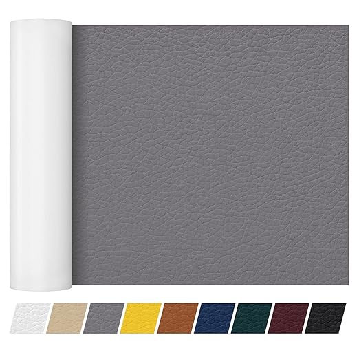Leather Repair Patch Tape 16×55 inch Furniture Leather Strong Self Adhesive Tape for Sofas Couch Car Seats Cabinets Bags Anti Scratch Patches First Aid Patch Fixing Leather Grey