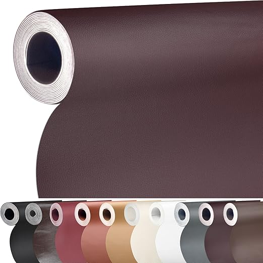 Leather Repair Patch, 17x79 inch Large Self-Adhesive Leather Repair Tape, Large Reupholster Leather Patches for Furniture Couch Chairs Car Seat (Red Brown, 17x79 inch)