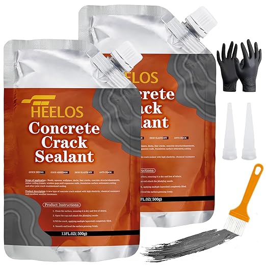 Concrete Crack Filler 2Pack Grey, Self Leveling Cement Crack Sealant, High Elasticity Concrete Crack Filler Repair Sealer, Waterproof Caulking Glue for Driveway, Patio, Sidewalk, Garage Floor Repair