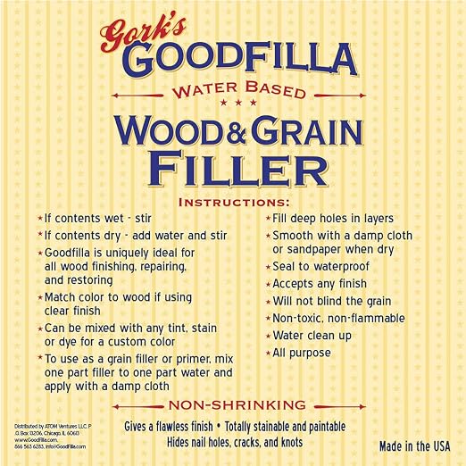 Goodfilla Rosewood, 1 Quart (3.5lbs), Wood and Grain Filler, Stainable, Tintable, Sandable, Sandable, Zero Waste, Non-Toxic, USA Made