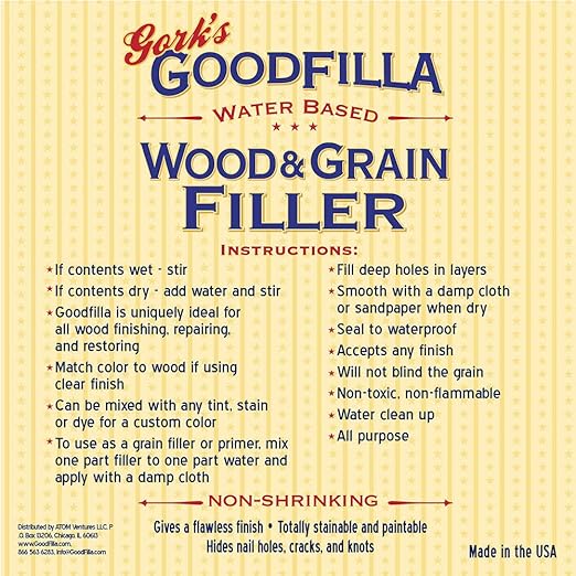 Water-Based Wood & Grain Filler (Trowel Ready) - Cherry/Alder - 1 Gallon By Goodfilla | Replace Every Filler & Putty | Repairs, Finishes & Patches | Paintable, Stainable, Sandable & Quick Drying