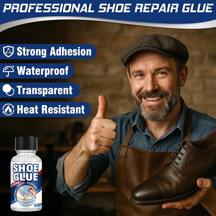 Shoe Sole Glue Repair, Waterproof Shoe Glue for Sole, Leather, Boots, Sneakers, Rubber and Canvas, Clear-Drying Kit