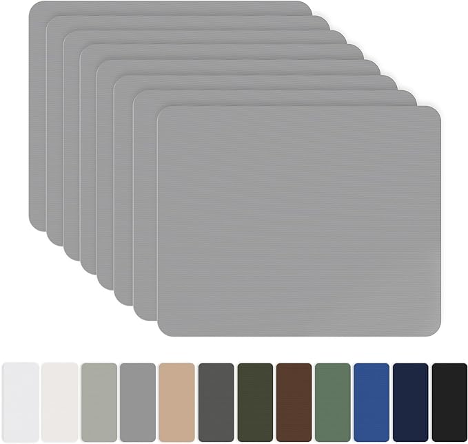 OAZ 8 Pieces 7.87 x 5.9 inch Nylon Repair Patches Nylon Fabric Patch Self-Adhesive Fabric Repair Tape Waterproof Lightweight Outdoor Gear Patch Kit for Down Jacket Clothing Tent Bag (Gray)