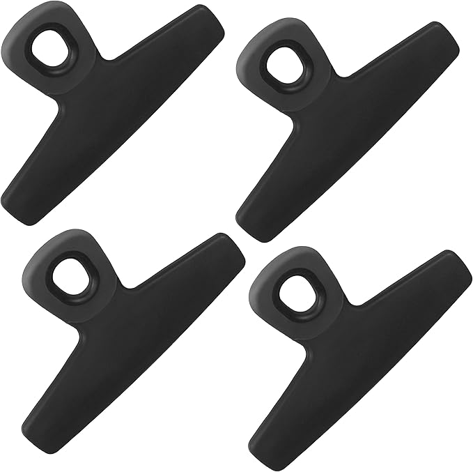 COOK WITH COLOR Food Clips - Wide Heavy Duty Chip Clips, Large Bag Clips for Food Storage with Air Tight Seal Grip, Pack of 4, Black