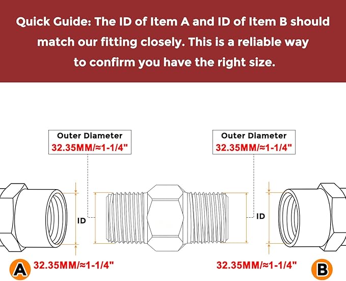 Pack of 5, 1" Male NPT to 1" Male NPT Solid Brass Hex Nipple Hose Connectors, Male Pipe Adapter for Pipe Leak Repair, Bathroom Remodeling, Tool Extensions, Compression