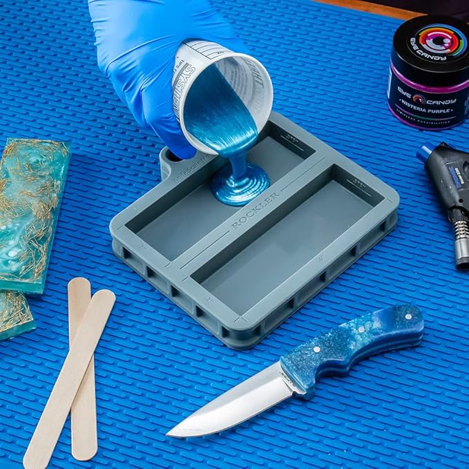 Rockler Silicone Casting Mold for Knife Scales - Resin Mold for Custom Knife Handle Blanks - Flexible Silicone Kit for Epoxy Casting, Smooth Finish 2 x 6 Inch Cavities