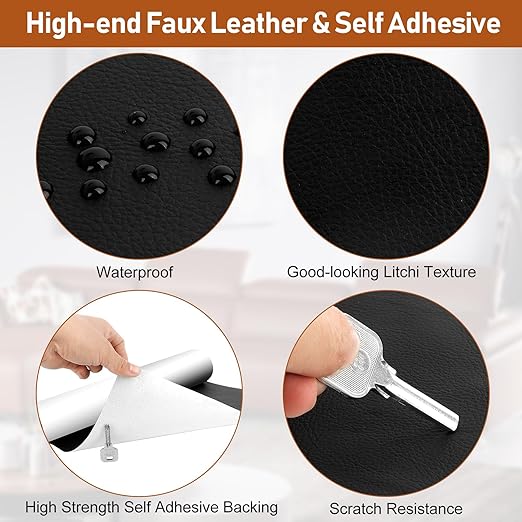 Leather Repair Patch, 17X60 Inch Self Adhesive Leather Repair Patch, Vinyl Repair Patch Kit, Leather Patches for Furniture, Couches, Car Seats, Cabinets, Wall, Handbags - Beige White