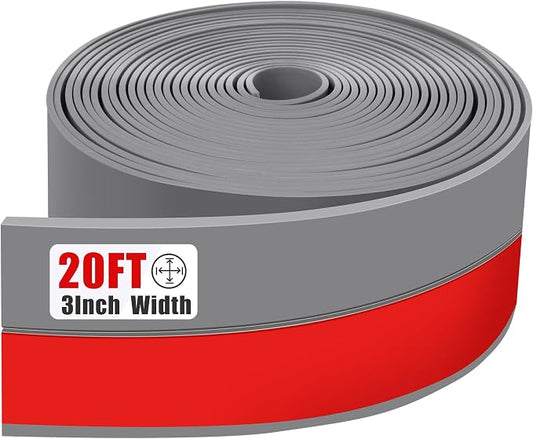 Draft Seal Tape for Doors and Windows 3 in x 20 Ft Silicone Weather Stripping Extra Thick 2mm Door Seal Strip with Strong Adhesive Draft Insulation Stopper Side Seal - Gray