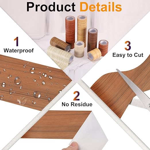 PATIKIL Wood Grain Tape 12" x 32 ft, Self-Adhesive Wood Texture Repair Tape Realistic Wooden Effect Patch for Furniture Cabinets Floor Walls, Yellow Wood