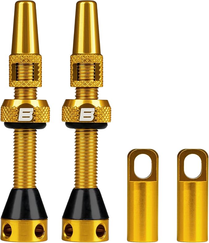 BWSHLF Tubeless Presta Valve Stem 40/44/55/60/65/80/100 mm, Super Light Alloy Presta Valve Stem Kit with Valve Core Remover Tool and Valve Stem Caps - Multiple Color and Size Options(Pair)