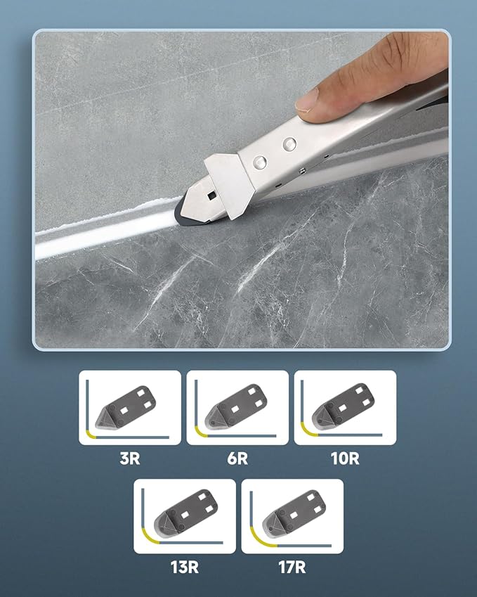Silicone Caulking Tool Kit, Stainless Steel Caulk Remover Tool, 4 in 1 Grout Removal Tool for Bathroom, Kitchen, Floor, Window, Sink Joint, Frames Seal