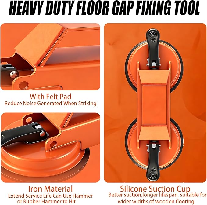 Floor Gap Fixer Tool, Heavy Duty Suction Cup Flooring Tool For Laminate & Vinyl Plank Grabber Gap Repair Kit, 300 Lbs Suction, Anti-Drop Metal Shell, Durable & Non-Destructive Flooring Tools.