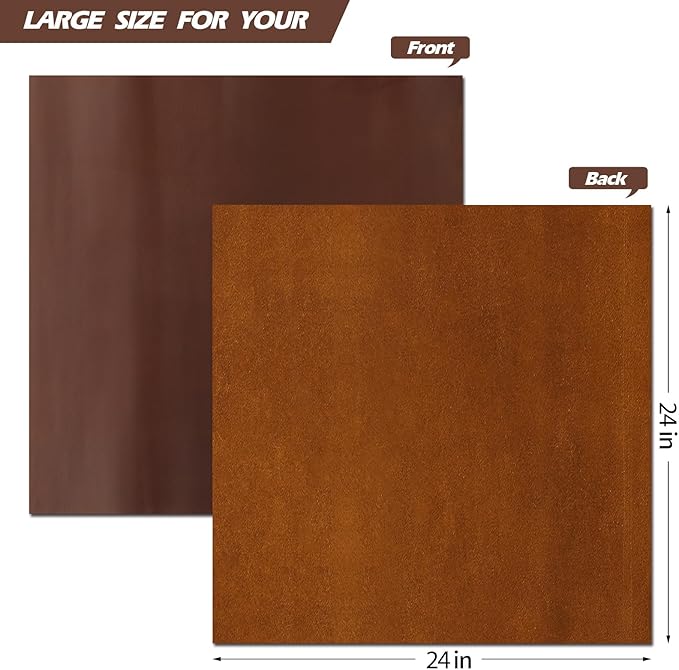 RingSun Genuine Leather Sheets for Crafts 24''X24'' Full Grain Leather Tooling Leather (2mm) Thick Cowhide Leather Pieces Square, Dark Brown