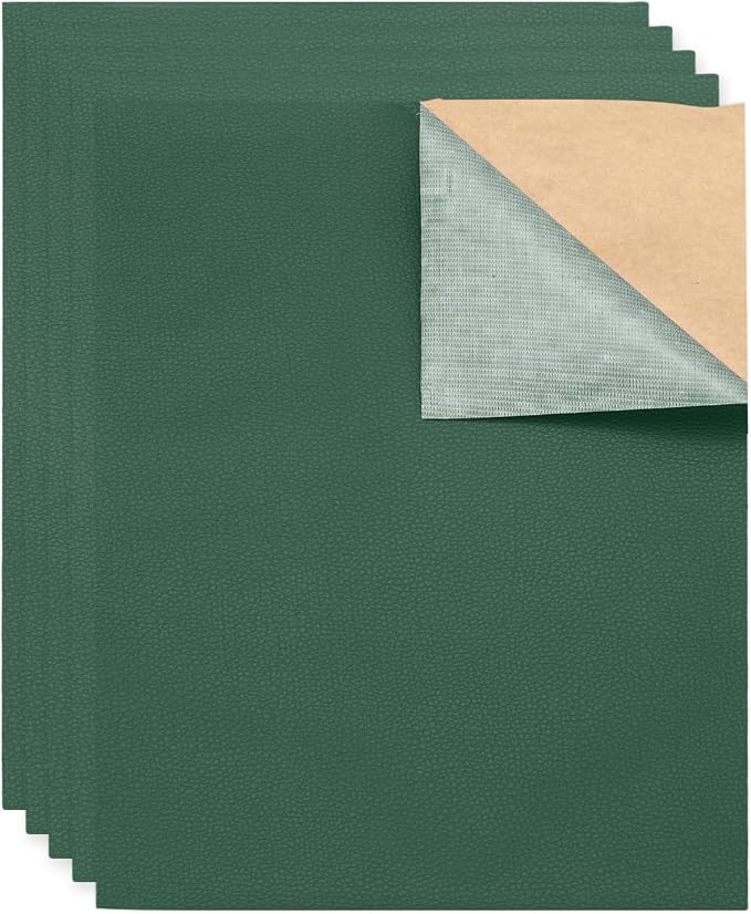 MECCANIXITY 3 Pcs Leather Repair Patch 10"x12" Self-Adhesive Leather Vinyl Repair Tape Kit for Furniture Couches Sofa Chair Car Boat Seats Jackets, Dark Green