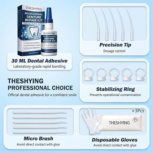 Official Professional Grade Dental Lab Instant Bonding Dental Glue for Dentures & Lab Tools - Fast-Setting in 15-60 Sec | Crack Repair & Gap Filling | Long-Lasting Hold (Days to Weeks) – 1oz