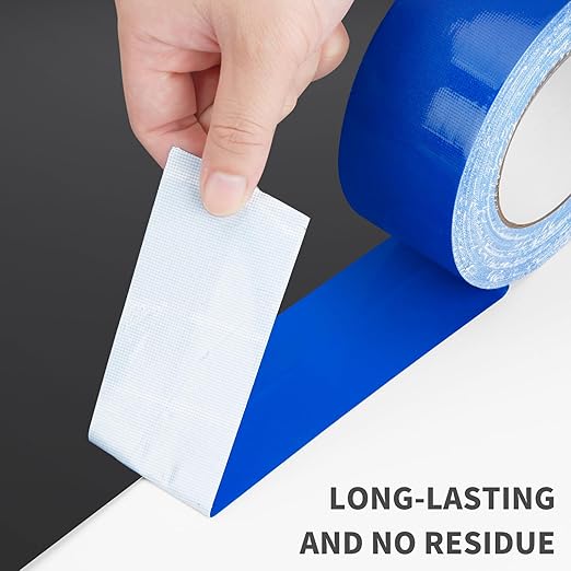 Blue Duct Tape Heavy Duty Waterproof, 40 Yards X 2 Inch, 9 Mils Thickness Strong Adhesive Sticky, No Residue, Easy Tear by Hand for Home Repairs Indoor Outdoor Crafts Packing HVAC and Construction
