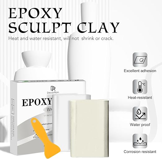 Epoxy Putty - 8oz / 227g Pool Putty, 2 in 1 Underwater or Above Fast Repair, Fix Leaks, Cracks, Filling, Sculpting - 2 Part Epoxy Sculpt Clay for Metal, Tile, Concrete, Plastic, Ceramics (White)
