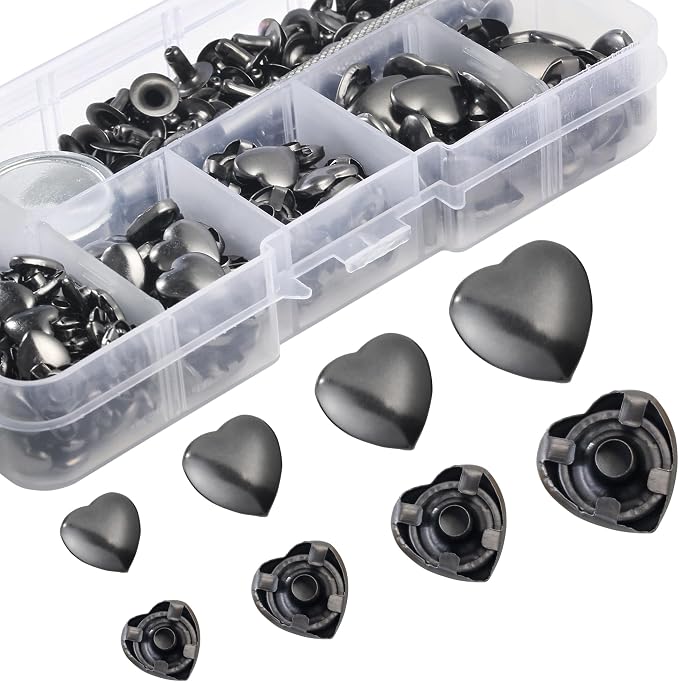 YORANYO 150 Set Mixed Size Rivets Kit - Gunmetal Rivets & Tool for Leather, Fabric & More
