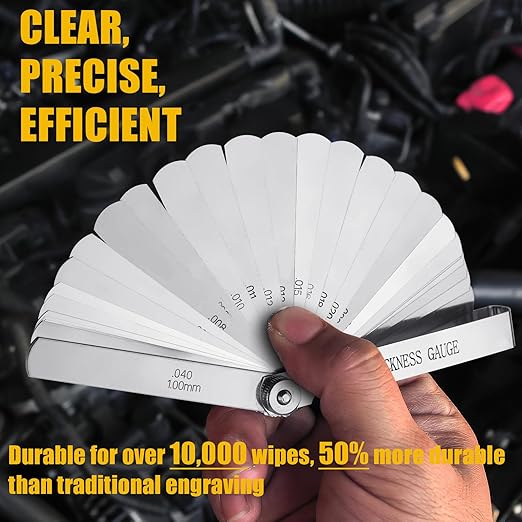 2pcs Feeler Gauges Set Stainless Steel, 32 Straight & 16 Angled Blades, Dual Marked SAE/Metric Wider Range Spark Plug Gap Tool, Filler Gauges Kit for Valves, Automotive, Piston, Guitar