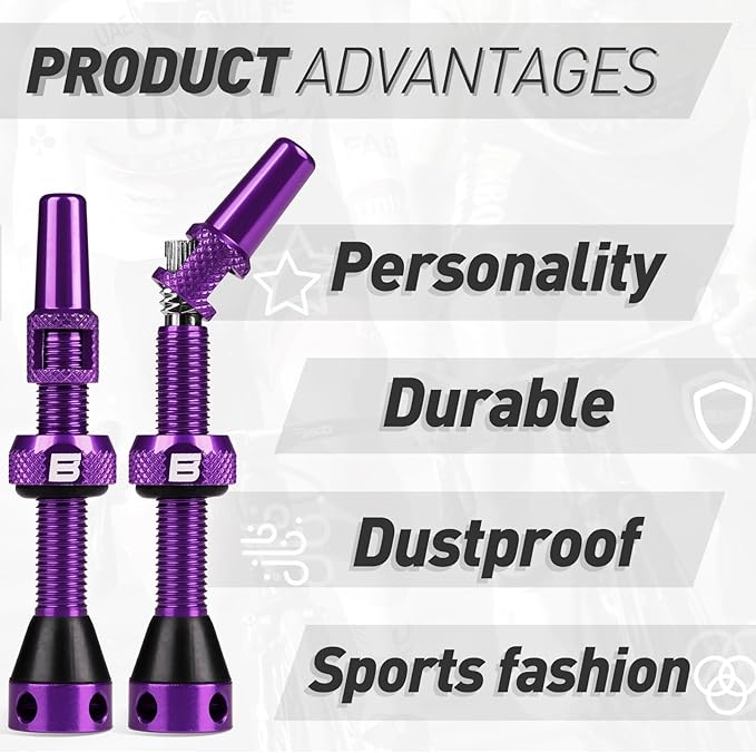 BWSHLF Tubeless Presta Valve Stem 40/44/55/60/65/80/100 mm, Super Light Alloy Presta Valve Stem Kit with Valve Core Remover Tool and Valve Stem Caps - Multiple Color and Size Options(Pair)