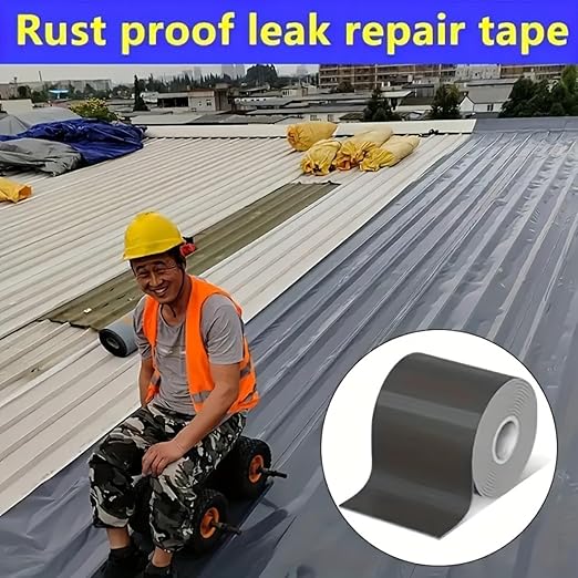Waterproof Sealant Tape Self Adhesive Rubberized Asphalt Tape for RV Roof Metal Roof Corrugated Roof Leak Repair UV Resistant Heavy Duty Waterproofing Membrane (Gray, 393.7 InX 7.87 in)