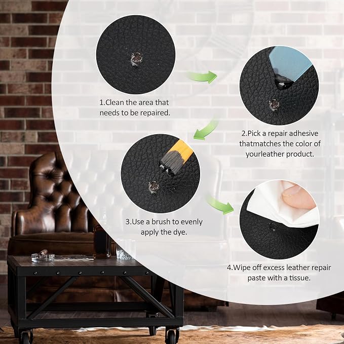 Brown Leather Repair Kit for Furniture, Leather Couch Repair Kit for Car Interior, Car Seats, Sofa, Jacket and Purse, Vinyl Repair Kit with Color Matching Guide, Restores Artificial, Genuine Pleather