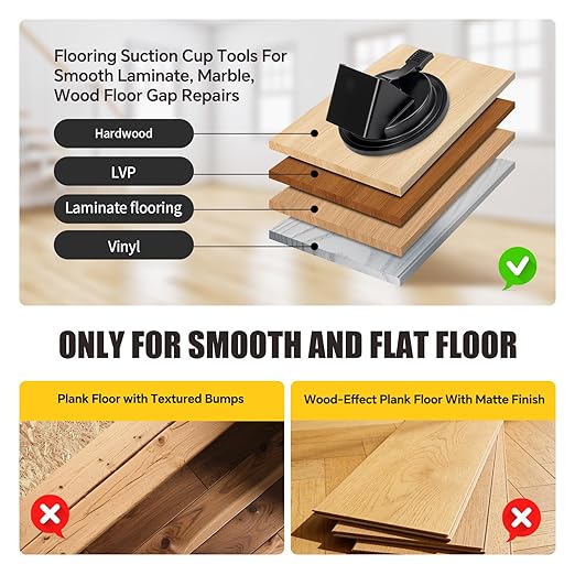 Heavy Duty Floor Gap Fixer Tool, Laminate Flooring Tool for Gap Fixing, Plank Grabber Fix Professional Floor Repair Tool with Enhanced Suction Cup, Flooring Tools for Smooth Plank, Iron(no Hammer)