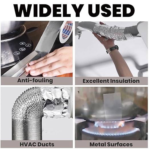 ADHES Heavy Duty Aluminum Foil Tape 4 Inch x 210 Feet(70 Yards) – Heat Resistant & Waterproof Silver Duct Tape – High-Temperature HVAC Tape for Ductwork, Sealing, Insulation, and Repairs