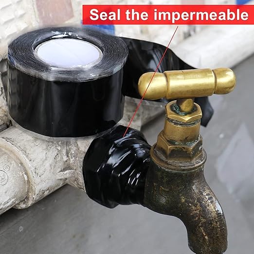 Black Seal Self-Fusing Silicone Repair Tape, Waterproof Pipe Sealing, Stretch-Resistant Tape Weatherproof Self Fusing Sealing Tape for Emergency Pipeline Repair/Cable Bandage/Tool Fixing