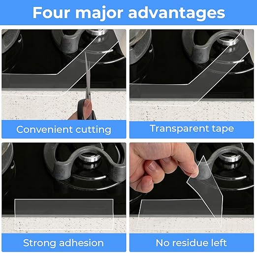 Transparent Window Weather Sealing Tape，Weather Stripping Residue-Free Clear Window Insulation Caulk Tape for Doors Windows and Shower Glass Gaps Bathroom，Weather Stripping Door Seal(2IN x 66FT)