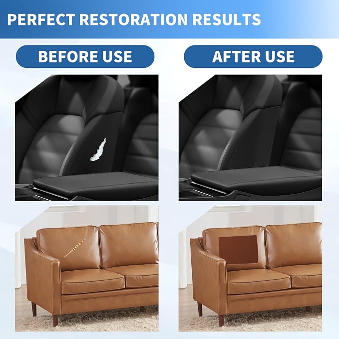 Leather Repair Patches, 17X395 Inch Self-Adhesive Leather Repair Tape, Stretch Vinyl Repair Kit for Couch Furniture Sofas Car Seats (Coffee, 17X395 Inch)