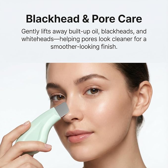 Sookga Blackhead Remover Tool, Stainless Steel Face Scraper for Deep Cleansing, Skin Scrubber Face Spatula with Silicone Cover, Nose Blackhead Remover, Skin Care Tool for Men and Women (Green)