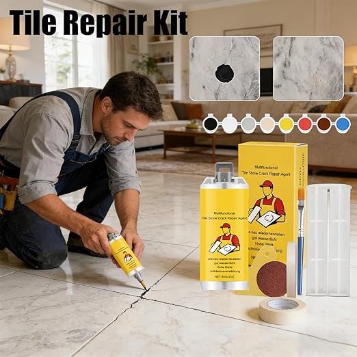 Quick-Drying Tile Repair Glue, Multifunctional Tile Stone Crack Repair Kit, Tile Repair kit for Ceramic Porcelain Floor Wall Tile Repair (2)