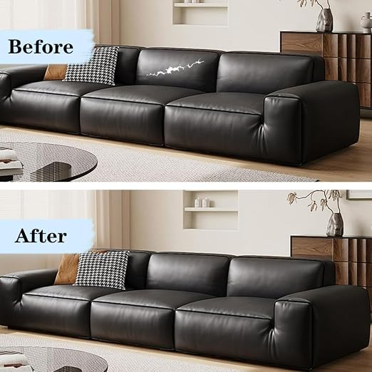 SYRKRC Leather Self Adhesive Leather Repair Set, Leather Repair Patch, Faux Leather Patches, Leather Repair and Renovation for Sofa, Car Seats, Leather headboard, Handbags (Black, 17 x 79 Inch)