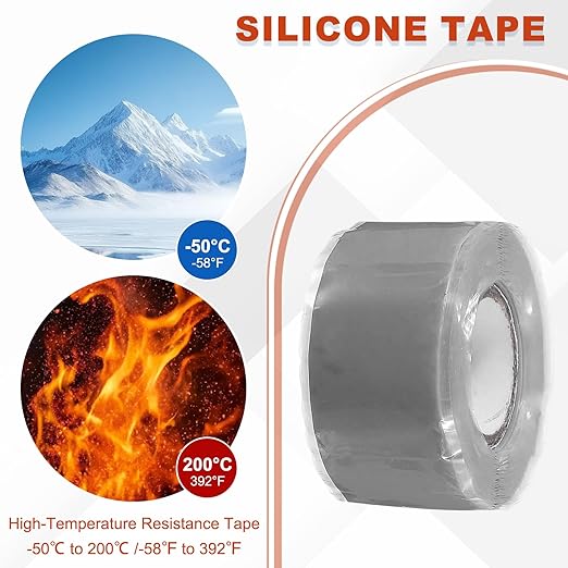 uxcell 2 Pcs Self Fusing Silicone Tape, 1" x 10ft Waterproof Water Leak Sealing Tape for Plumbing Pipe Hose Repair Handles, Grey