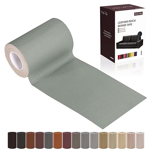 Leather Repair Patch Tape, Grey 3 x 61 Inches Self Adhesive Leather Repair Kit for Furniture, Car Seat,Vinyl Leather Repair Kit for Office Chairs, Couch, Sofa, Luggage